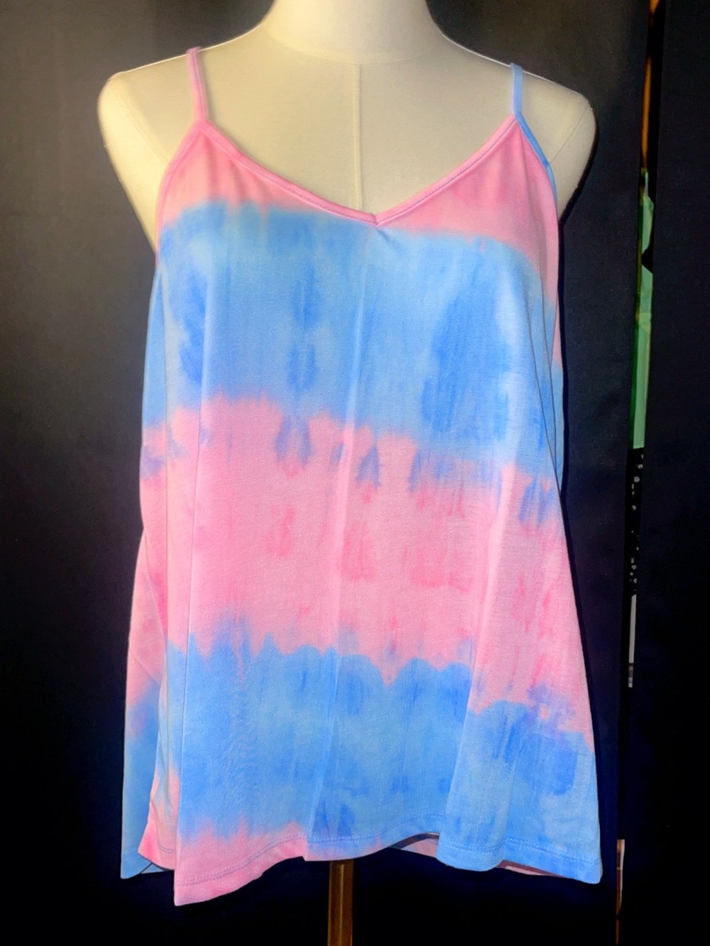 Umgee Pink & Blue Tie-Dye Spaghetti Strap Cami